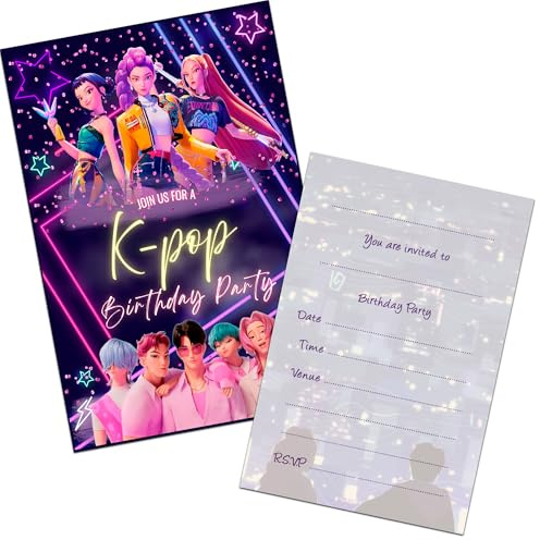 Pop Party Invites Birthday Invitations & Envelopes (WRITE ON) New (20 with envelopes)