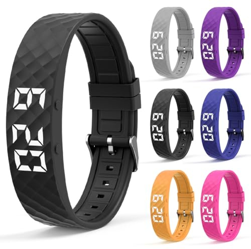 LOMUG Vibrationswecker Armband, Vibrationsalarm Erinnerung Uhr, Silent Vibrating Alarm Reminder Watch mit 8 Täglichen Alarmen und Timer, Trinkerinnerung für Alte Menschen Medikamenten Wecker (Schwarz)