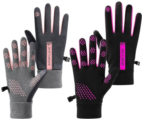 DNTHYRIN 2Pcs Netball Gloves Women, Pair of Two Netball Gloves, Grey Pink and Rose Red Colour Options, Comfortable Grip for Sports Activities, Vertical Stripe Design