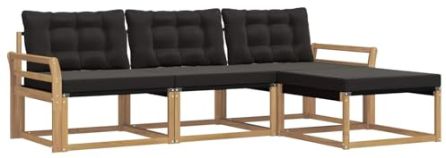 vidaXL Outdoor-Sofagarnitur mit Kissen 4 pcs Weiß und Schwarz, Garten Sofa, modernes Eckmöbel, strapazierfähiges Set für die Terrasse, ideal zum Entspannen