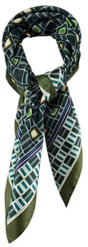 TigerTie Damen Nickituch Halstuch in grün olive petrol grau braun beige gemustert - Größe 60 x 60 cm