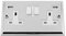 USB Socket 2 Gang - Polished Chrome - Victorian - White Insert Plastic Rocker Switch - 13A Double Wall Plug USB Socket 3