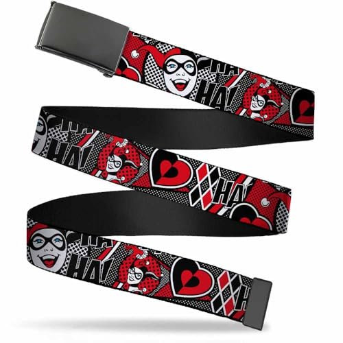 Buckle-Down Herren Web Belt Harley Quinn 1.25 Grtel, Mehrfarbig, 3 cm Breit-Passt Oben-107 cm Pant Größe