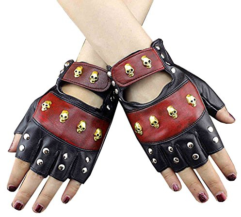 xtom2013 Damen Biker fahren motorrad igel spiele fingerlose handschuhe Leder 16
