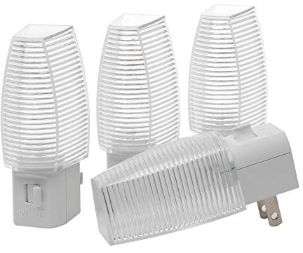 DEWENWILS Luce notturna a LED con interruttore, accensione e spegnimento manuale per bagno, corridoio, garage, camera da letto, bianco caldo, 4 pezzi