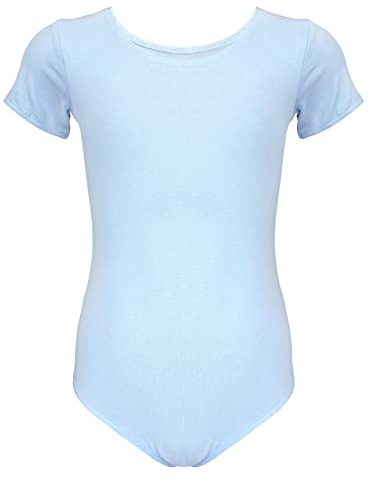 Aquarti Mädchen Kurzarm Ballettanzug Einfarbig, Farbe: Hellblau, Größe: 116