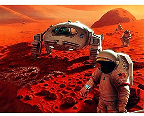 Weltall, NASA Menschen auf Mars, Planet Rover Illustration, ungerahmt, Wandkunstdruck, Poster, Heimdekoration, Premium