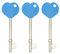 Radar Key Blue Top Comfort Grip for Phlexicare Radar NKS Lock Pack of 3