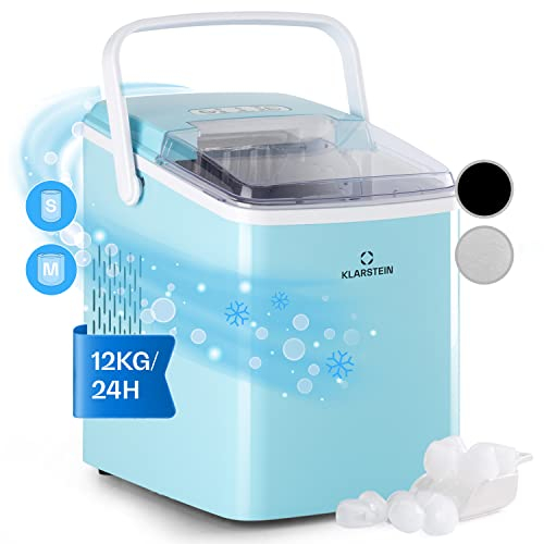 Klarstein Arctic Porter - Machine à glaçons 12kg / 24h, 2 tailles, temps de production 12kg de Glacons, réservoir d'eau de 2 l, écran LCD, minuterie, poignée, sans BPA
