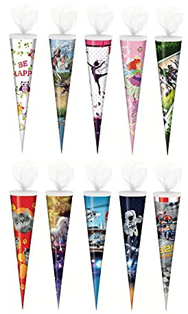 10x Schultüte/Zuckertüte / 50cm / rund