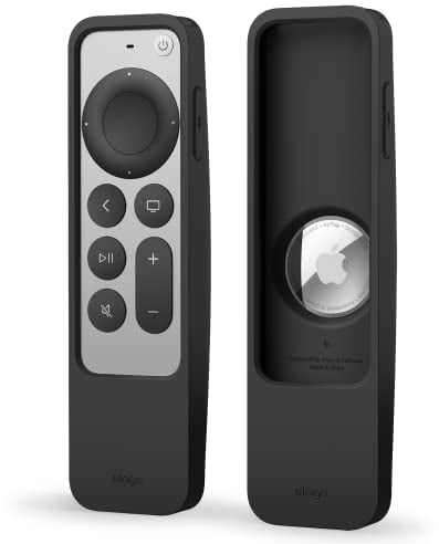 elago R5 Locator Case Compatible with Apple TV 4K Siri Remote 3rd (2022) & 2nd Generation and Compatible with Apple AirTag - Lanyard Included, Drop Protection, Full Access to All Functions (Black)