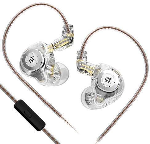 Yinyoo KZ EDX PRO Earphones Headphones with 1DD, EDX PRO Wired in Ear Earbuds HIFI Deep Bass Sound with 1DD New 10mm Dynamic Driver Over Ear Headset with Detachable Cable (White, With mic)