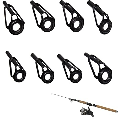 Angelrute Reparatur Kit,8 Rutenspitzen Reparaturset,Angelrutenführung Rutenringe Spinnruten Edelstahl Keramik Spitzenringe Tip Tops,Spitze Reparieren Kit Angelzubehör für Salzwasser See Wasser Fischen