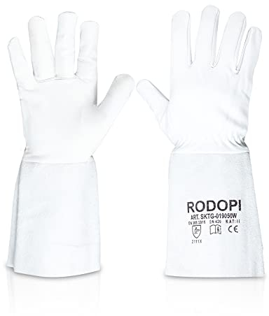 RODOPI Schweißerhandschuhe FIREWELD-Comfort 1-10 paar Arbeitshandschuhe EN 388:2016 Gr. 8-11 Rindvollleder EN 407 Schweißhandschuhe 33 cm für Damen und Herren (1, 10)