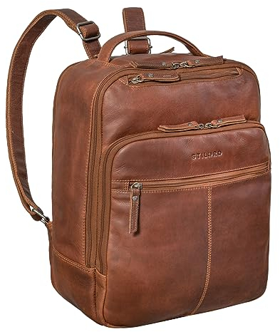 STILORD 'Nikita' Mochila Piel Vintage Bolso para Ordenador Portátil de 13,3 Pulgadas Mochila Trabajo Mujer Hombre Mochila de Viaje Cuero Genuino, Color:sila - marrón