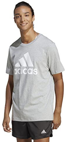 adidas Essentials Single Jersey Big Logo T-shirt, Camiseta de manga corta Hombre, medium grey heather, S