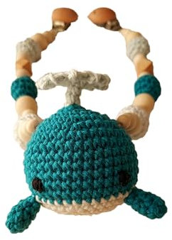 Kinderwagenkette Wal gehäkelt (Blau, Weiß)