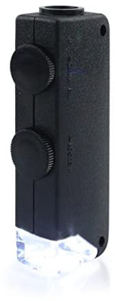 Microscopio de mano 60X-100X Mini microscopio portátil de bolsillo con luz LED, lupa de joyería, lupa de lupa con luz LED, microscopio de bolsillo iluminado