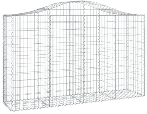vidaXL Gabione mit Hochbogen 50 STK., Steinkorb Drahtkorb Dekorativ, Gabionenkörbe Verstärkte Gabionenhaken, Gabionenwand Gabionen Zaun Garten, Verzinktes Eisen