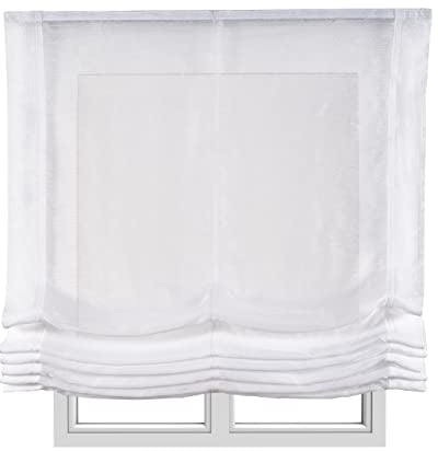 STORESDECO - Tenda a Pacchetto Senza Aste, Transparente, Tende Pacchetto Per Finestra, Tenda per Bambini, Camera da letto| DREAM Bianco Liscio, 150 cm x 175 cm