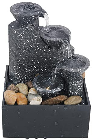 Rianpesn Fuente de Agua de Escritorio - Cascada Interior de 4 Niveles con Luces,Fuente de decoración Interior, Cascada de Mesa de meditación para decoración del hogar de Escritorio