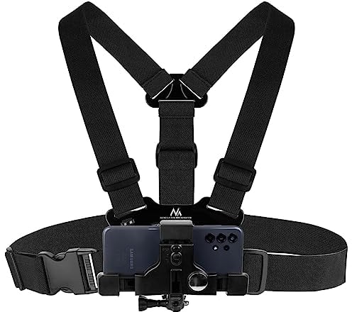 Maclean MC-445 Kamera Brustgurthalter Brustgurt Halterung Träger Holster Handy Sport Halterung für Smartphones Handyhalter Kamera 180° Winkelverstellung Stoßfest Kompatibel mit GoPro Kameras