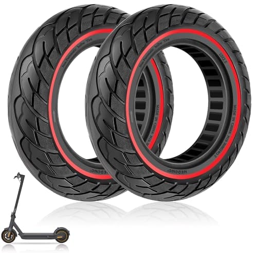 Amitor Vollgummireifen 10x2.5-6.5 für Ninebot MAX G30 G30P G30LP, 10 Zoll Vollgummireifen Scooter Pannensichere, E Roller Honeycomb 60/70-6.5 Reifen Vollgummi Antirutsch & Abriebfeste(Slot 34), 2PCS