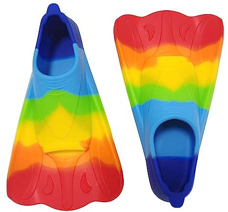 Kurzflossen, Taucherflossen, Schnorcheln Schwimmflossen, Helle Regenbogen-Silikon-Trainingsflossen, Bodyboard-Flossen, Bequeme Schnorchelflossen Für Kinder, Kurze Schwimmflosse Für Jugendliche