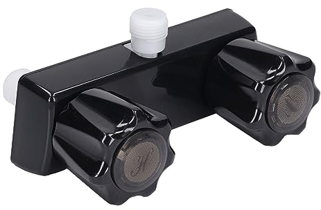 Duscharmatur-Ventilumsteller, Robust, Bessere Kontrolle, Doppelknopf-Wasserhahn, Einfache Installation, Breite Anwendung für Zuhause (Schwarze Basis, schwarzer Knopf)