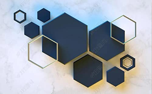 songqians Papier Peint Panoramique Hexagone Géométrique Papier Peint 3D Tapisserie Murale Décoration Chambre Salon -304326 150x105cm