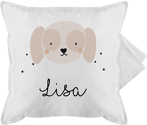 Kissenbezug - Süßer Hund Hündin Hunde Hundemotiv - 50 x 50 cm - Weiß - personalisierte Geschenke Hundebesitzer Name Kissen personalisiertes Hunden sofakissen Kissen+hundemotiv hundemotiven