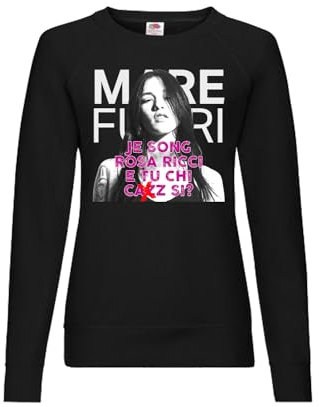 Bughyprint Felpa Girocollo Donna Mare Fuori 4 Rosa Ricci Edizione LIMITATISSIMA, XS
