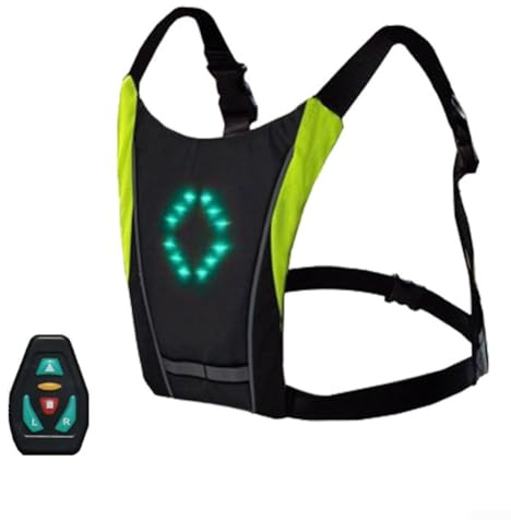 YUANGANG Gilet Dorsal de Cyclisme à LED, Gilet Dorsal à LED sans Fil - 4 signaux LED - Batterie au Lithium Rechargeable - Convient aux activités de Plein air (Gris)