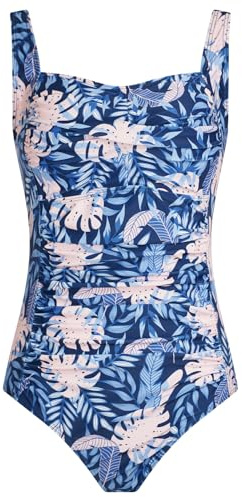 Aidotop Womens One Piece Swimsuit Tummy Control Swimwear with Retro Ruched Monokini Bathing Suits(10Orange Leaf,XL)