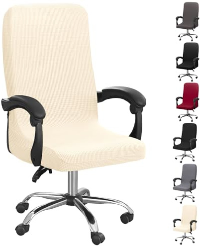Dioxide Bürostuhl bezug Bürostuhlabdeckung (No Stuhl)(Maisleder Beige M) | Stuhlhussen Drehstuhl Bezug Moderne stuhlbezug sitzfläche Elastischer Abnehmbarer Stuhlbezug für die Bürostuhl