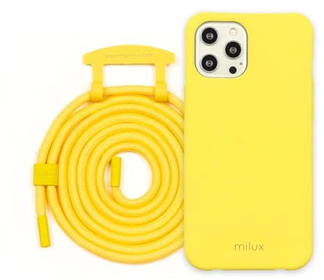milux Handykette Phone Necklace mit Abnehmbarer Kordel Handyhülle – Modell Samsung Galaxy S22 Plus (Gelb mit Kordel Gelb)
