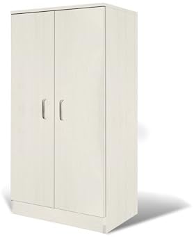 eacommerce Mobile Armadio Multiuso in Legno Scarpiera 2 Ante 6 Ripiani 55x36x108H cm (Bianco Nordico)