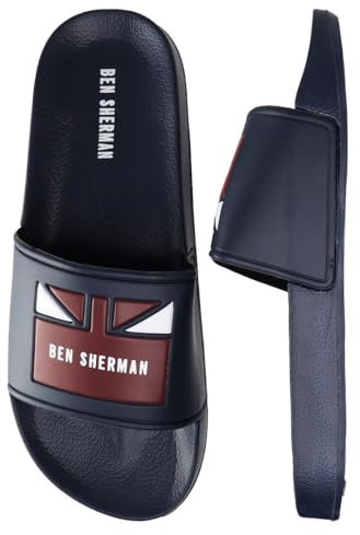Ben Sherman Union Slide Mens Slip On Flip Flop Sliders Sandals BS21110 NAVY