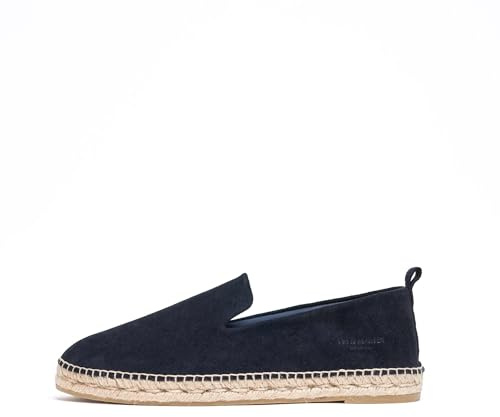 FRED MARTIN COLLECTION Espadrillas in camoscio con suola in juta e fodera in pelle da uomo, blu navy scamosciato, 41 EU
