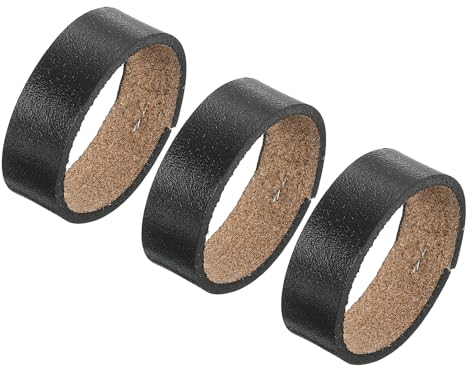 QUARKZMAN 3 Stück Lederschlaufenhalter - Texturierte Ring-Schnalle passt zu 3,5 cm breitem Gürtelband für DIY-Handwerkstasche Gürtelbefestigung (Schwarz)