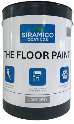 SIRAMICO COATINGS The Floor Paint with Professional Finish | 5 Litre - Dark Grey | Water Based | Low Odour for Concrete, Brick, Stone Floors, Garages, Warehouses