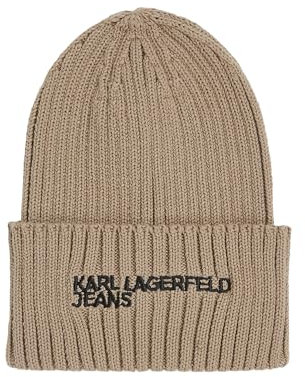 KARL LAGERFELD JEANS Women's Essential Logo Beanie Hat, Desert Taupe, Einheitsgröße