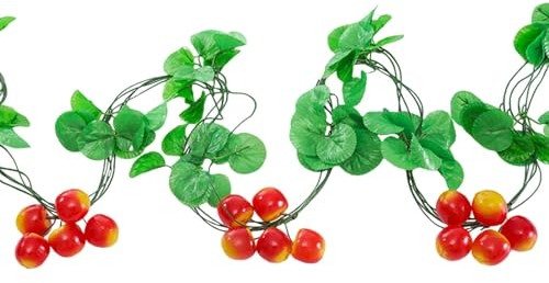 JISADER 3X Künstliche Obst Reben Grüne Blätter, Obst Künstliche Obst Girlande Hängen Pflanzen für Valentinstag, Hotel, Tür, Äpfel