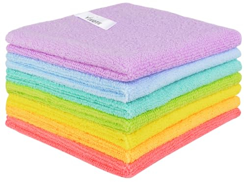 VIVOTE Mikrofaser-Reinigungstücher, Küchen-Geschirrtücher, Mehrzweck-Geschirrtücher, 30 cm x 30 cm, Regenbogenfarben, 7 Stück