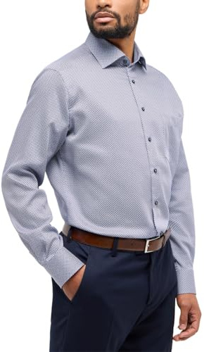 ETERNA Modern Fit Hemd Langarm New Kent Kragen Muster blau Größe 41