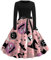 Halloween Kostüm Damen Retro Kleidung Damen Temperament Langarm Gebundene Taille Tunika Festlich Rundhals Teufel Swing Gastkleider Kleid Festlich Große Größen (Pink, M)
