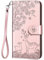 Nbziyoo Phone Case for iPhone 11 Pro, Embossed Deer Floral Animal Flip Wallet Case with Card Slots, Premium Magnetic Protective PU Leather Cover Case for iPhone 11 Pro.Pink