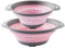 2 Pezzi Scolapasta Pieghevole Salvaspazio, Surwin Scolapasta Silicone Verdura, Cesto Scolapasta Plastica Silicone Pieghevole, per Drenare Pasta, Verdura, Frutta (Rosa)