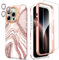SHEDEER 4-in-1 iPhone 16 Pro Case with Screen Protector + Bumper & Camera Protector | Military-Grade Shockproof 360° Protection, 16 Pro Case Glossy Fade-Resistant Pattern Design (Rosegold)