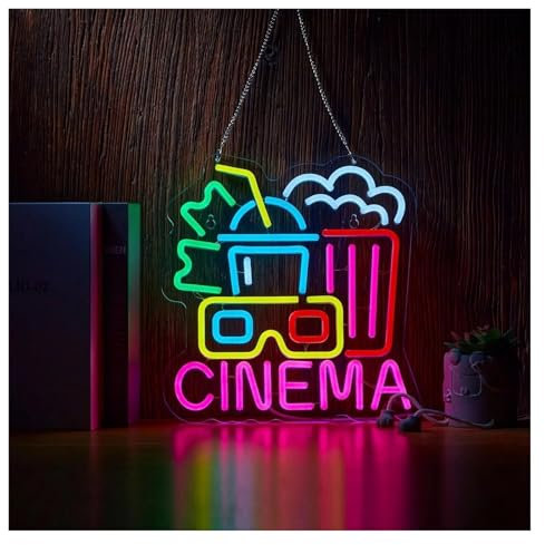SHOUXI Insegna al Neon LED Cinema Insegna Al Neon A LED Alimentata USB Dimmerabile Decorazione Da Parete Con Luce Al Neon Per La Decorazione Del Teatro Per Feste In Camera 30cm×39.3cm